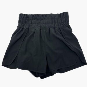 Black Nylon High Waisted Running Shorts Women's Medium